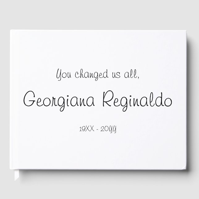 Libro De Visitas Guestbook minimalista Condolences (Anverso)