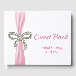 Libro De Visitas Guía Boda de Cinta Rosa Diamond Bow