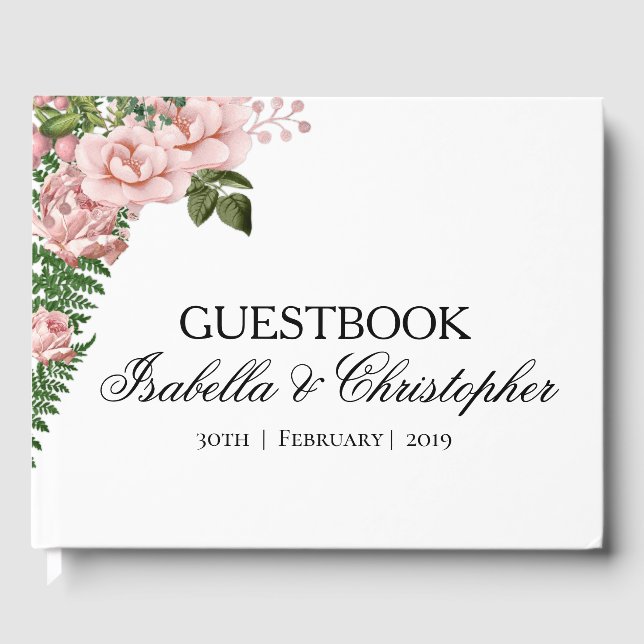 Libro De Visitas Guía Boda de rosas y helechos (Anverso)