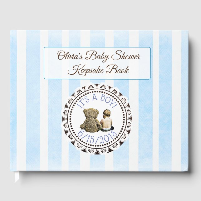 Libro De Visitas Guía de Baby Shower para bebes y ositos de té Keep (Anverso)