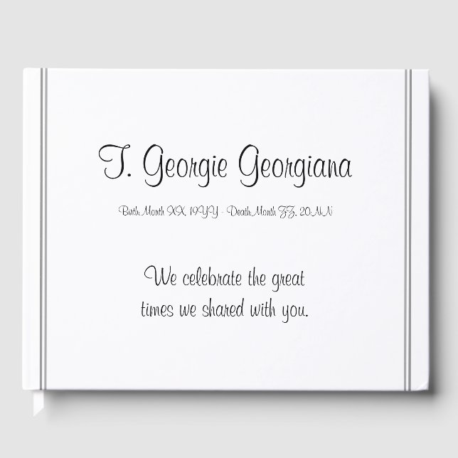 Libro De Visitas Guía de Recuerdos Elegante y Personalizado (Anverso)