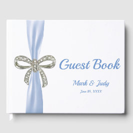 Libro De Visitas Guía del Boda de Blue Ribbon Diamond Bow