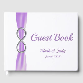 Libro De Visitas Guía del Boda de Cinta Púrpura Silver Infinity