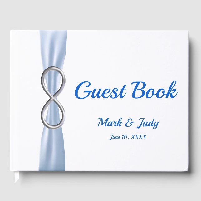 Libro De Visitas Guía del Boda de la cinta azul Silver Infinity (Anverso)