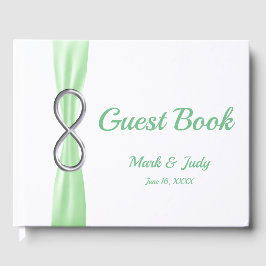 Libro De Visitas Guía del Boda de la cinta verde con infinito plate