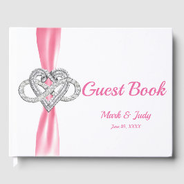 Libro De Visitas Guía del Boda del corazón de la cinta rosa Infinit