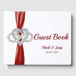 Libro De Visitas Guía del Boda del corazón infinito de la cinta roj