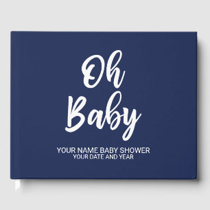 Libro De Visitas Guía personalizada de Baby Shower de Navy Blue