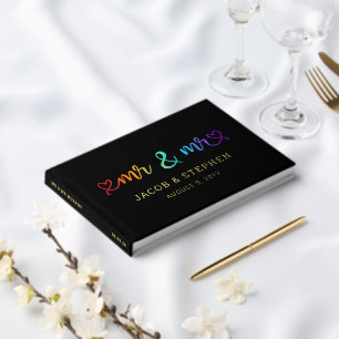 Libro De Visitas Guión arcoiris Negro Sr. y Sr. Gay Boda