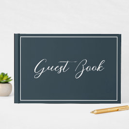 Libro De Visitas Guion de Caligrafía Azul Marino Limpio y Simple