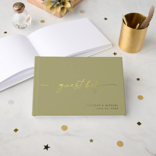 Libro De Visitas Guion de Caligrafía para Foto de Boda con Salvia M