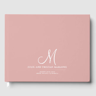 Libro De Visitas Guión de moda Boda inicial Monograma rosa