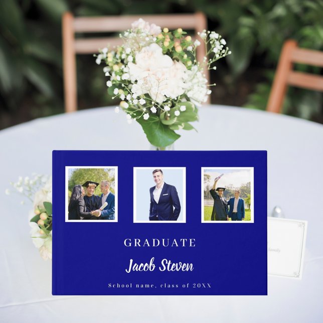 Libro De Visitas Guión de nombre azul marino de plata foto Graduaci (Subido por el creador)