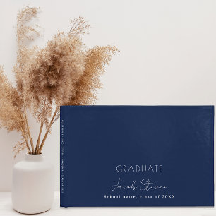 Libro De Visitas Guión de nombre blanco azul marino de graduación m