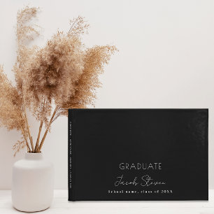 Libro De Visitas Guión de nombre blanco negro de graduación minimal