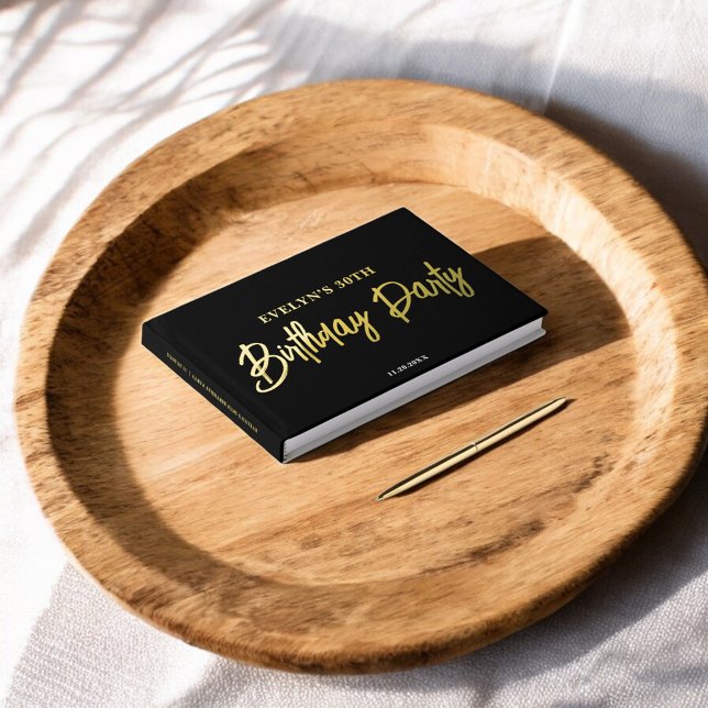 Libro De Visitas Guión de pincel fotográfico Elegante cumpleaños ne (Subido por el creador)