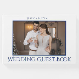 Libro De Visitas Guión elegante blanco y azul | Foto