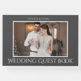 Libro De Visitas Guión elegante blanco y gris | Foto