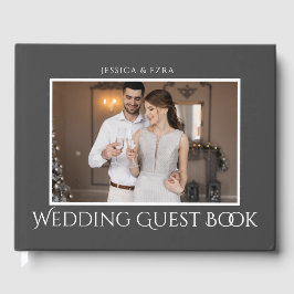 Libro De Visitas Guión elegante blanco y gris | Foto