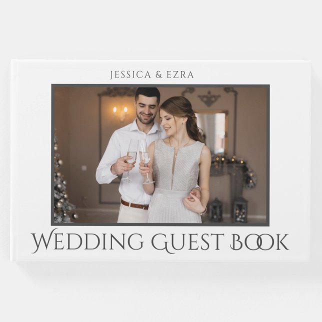 Libro De Visitas Guión elegante blanco y gris | Foto (Anverso)