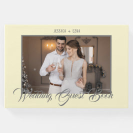 Libro De Visitas Guión elegante gris y amarillo suave | Foto