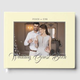 Libro De Visitas Guión elegante gris y amarillo suave | Foto