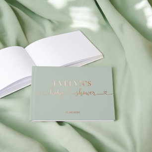 Libro De Visitas Guión fotográfico Baby Shower Sage Green