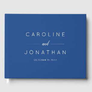 Libro De Visitas Guión mínimo moderno Boda personalizada azul franc