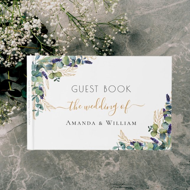 Libro De Visitas guión monograma de eucalipto verde boda (Subido por el creador)