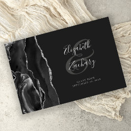 Libro De Visitas Guión negro moderno agate plateado oscuro