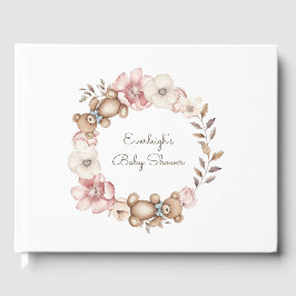 Libro De Visitas Guirnalda floral de oso de peluche