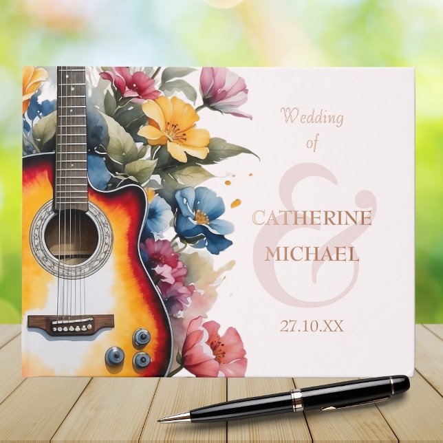 Libro De Visitas Guitar Wildflower Ampersand Musical Boda (Subido por el creador)