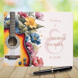 Libro De Visitas Guitarra Flor Silvestre Ampersand Boda Musical