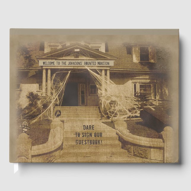 Libro De Visitas Halloween en la casa embrujada (personalizable) (Anverso)
