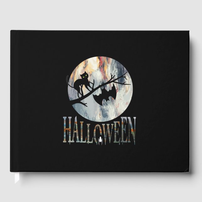 Libro De Visitas Halloween Funny Cat Halloween Birthday (Anverso)