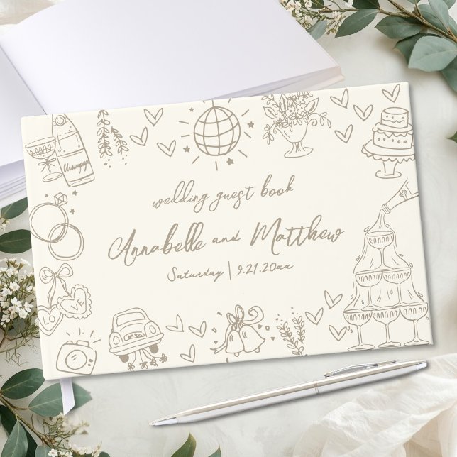 Libro De Visitas Hand Drawn Vintage Whimsical Wedding (Hand Drawn Vintage Whimsical Wedding Guest Book)