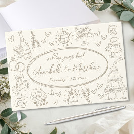 Libro De Visitas Hand Drawn Vintage Whimsical Wedding Guest Book
