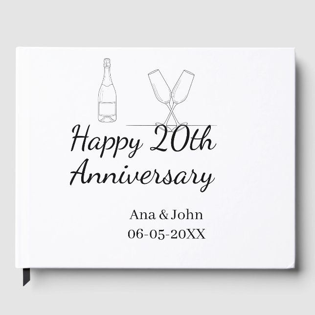 Libro De Visitas Happy 20th anniversary champagne bottle glass name (Anverso)
