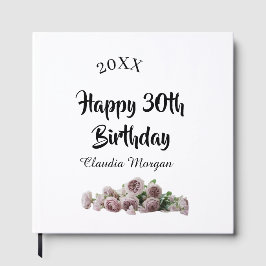 Libro De Visitas Happy 30th birthday pink white mauve floral name y