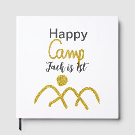 Libro De Visitas Happy camping camper one birthday kids golden sun