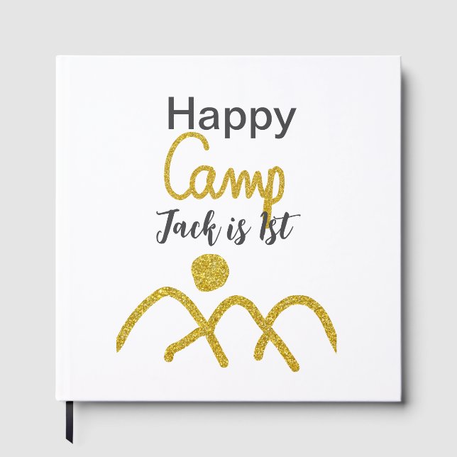 Libro De Visitas Happy camping camper one birthday kids golden sun (Anverso)