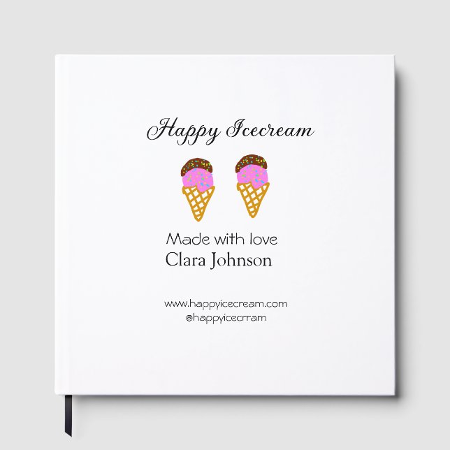 Libro De Visitas Happy Icecream add name website social media  (Anverso)