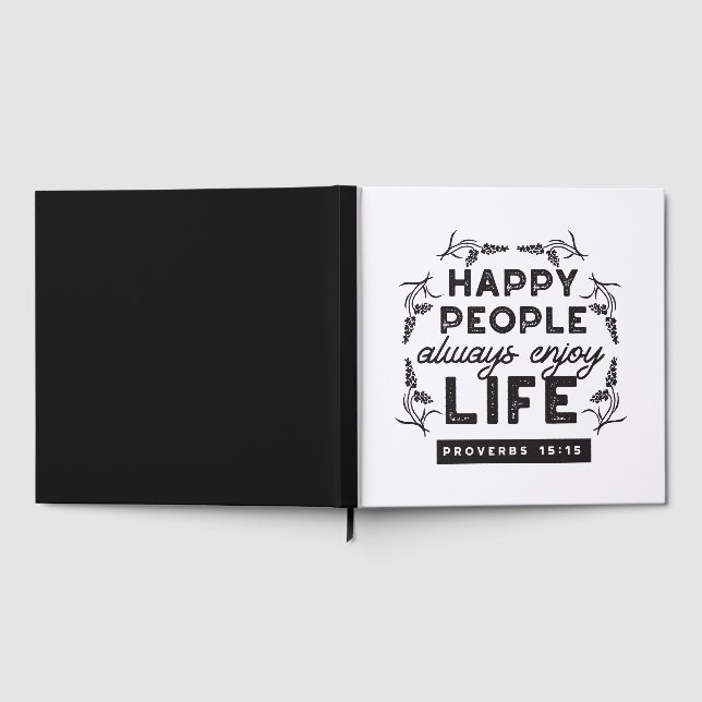 Libro De Visitas Happy Life with Faith – Proverbs 15:15 Art (Lleno)