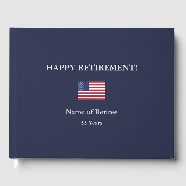 Libro De Visitas Happy Retirement United States Flag Guest Book (Anverso)