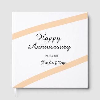 Libro De Visitas Happy wedding anniversary orange pastel lines name