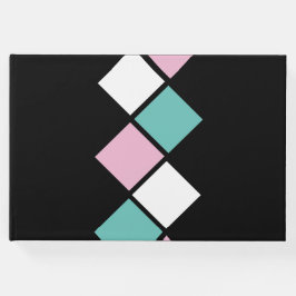 Libro De Visitas Harlequin Guest Book (Negro, Aqua y Rosa)