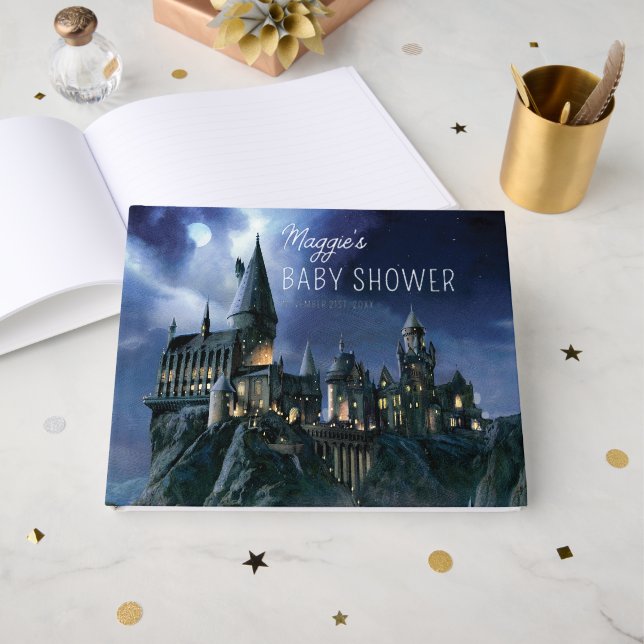 Libro De Visitas Harry Potter Castle | Moonlit Hogwarts Baby Shower (Anverso Abierto)