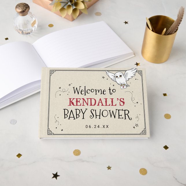 Libro De Visitas Harry Potter | Hedwig Baby Shower (Anverso Abierto)