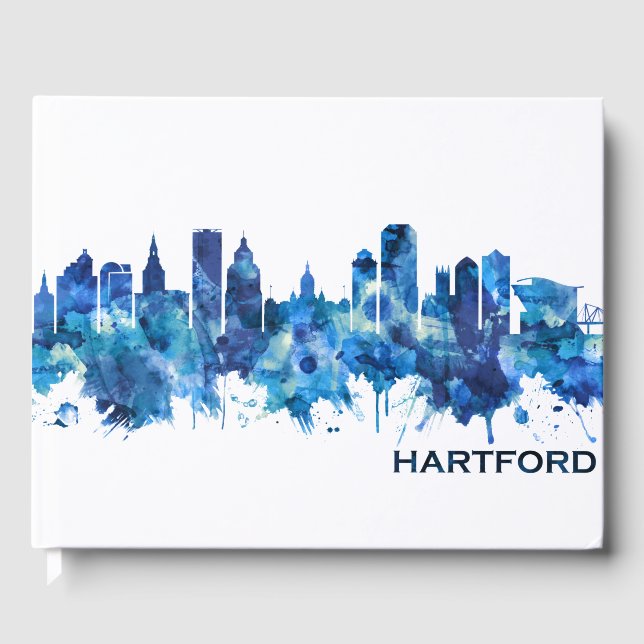 Libro De Visitas Hartford Connecticut Skyline Blue (Anverso)