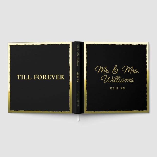 Libro De Visitas Hasta siempre Sr. Sra. | Boda negro lujoso Gold Ed (Lleno)